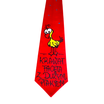 [Kb-31] Krawat bawełniany KRAWAT FACETA Z DUŻYM PTAKIEM