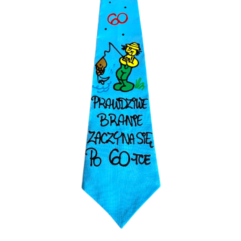 [Kb09-60] Krawat bawełniany PRAWDZIWE BRANIE ZACZYNA SIĘ PO 60