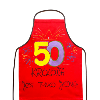[Fb01-50] Fartuszek bawełniany KRÓLOWA JEST TYLKO JEDNA  na 50