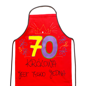 [Fb01-70] Fartuszek bawełniany KRÓLOWA JEST TYLKO JEDNA  na 70